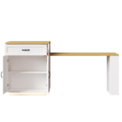 Extendable Kitchen Island with Built-In Wine Rack, 141-193.5L x 70W x 101.5H cm, White