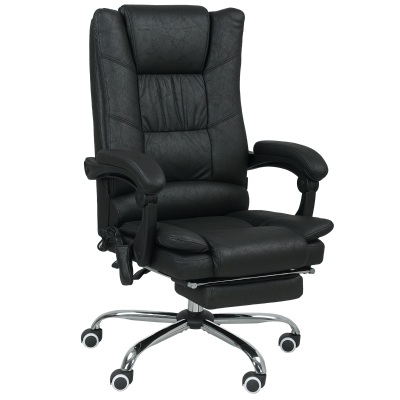 Vinsetto Vibration Massage Office Chair with Heat, Microfibre Computer Chair with Footrest, Armrest, Reclining Back, Charcoal Grey