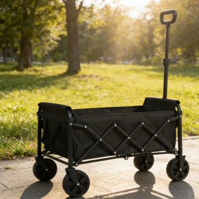 Faltbarer Strand- und Gartenwagen, für Camping, Einkaufen, 66 x 41 x 44,5 cm, Schwarz