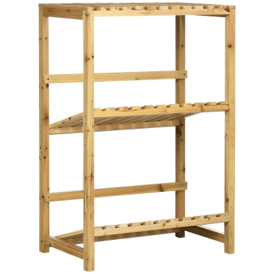 Outsunny Regał na skrzynki z napojami Stojak na 4 skrzynki Naturalne drewno 2 poziomy 74 x 45 x 111 cm