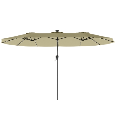 Outsunny Parasol Double 4x2m LED Solaires UPF50+ Beige