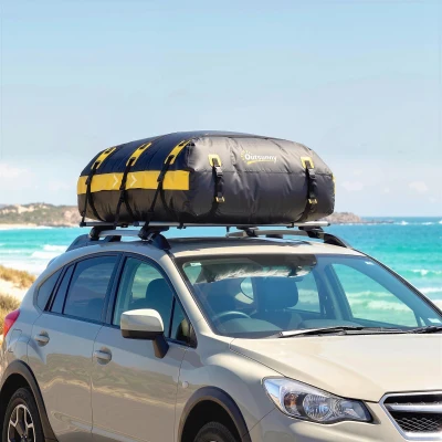 Outsunny Car Roof Bag Waterproof 21 Cubic Feet Yellow