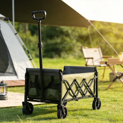 Faltbarer Strand- und Gartenwagen, für Camping, Einkaufen, 66 x 41 x 44,5 cm, Grün