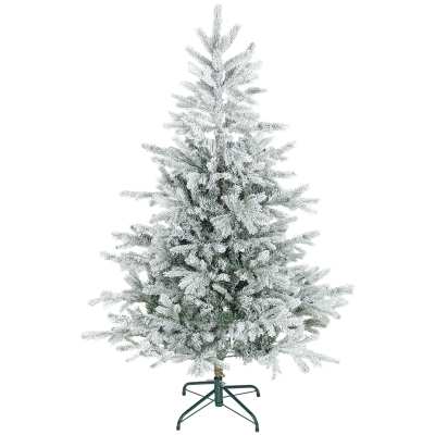 HOMCOM Sapin de Noël 150 cm Neige Flocké 828 Branches Métal Vert