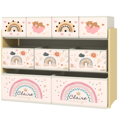 AIYAPLAY Meuble à Jouets 3 Niveaux avec 9 Contenants Jaune