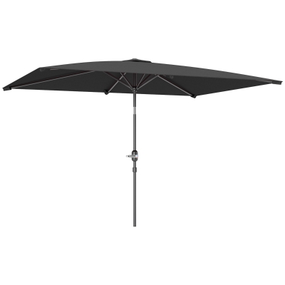 Outsunny Sombrilla de Aluminio 198x294x255 Parasol Rectangular de Jardín Inclinable con Manivela y Poste Desmontable Gris