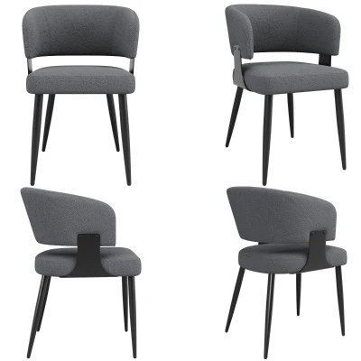 Set of 4 Modern Dining Chairs with Ergonomic Lumbar Support, 54L x 50W x 81.5H cm, Gray