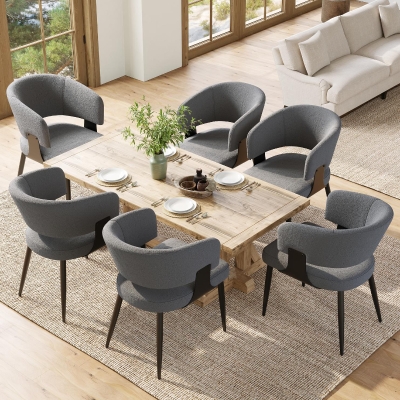 Set of 6 Modern Dining Chairs with High‑Resilience Foam Seat, 54L x 50W x 81.5H cm, Gray