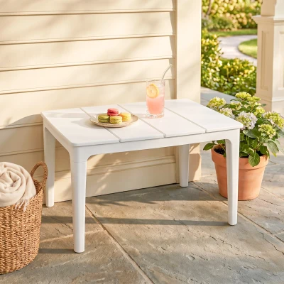 Outsunny Mesa de Centro para Jardim, 70 x 53 x 39 cm, Creme