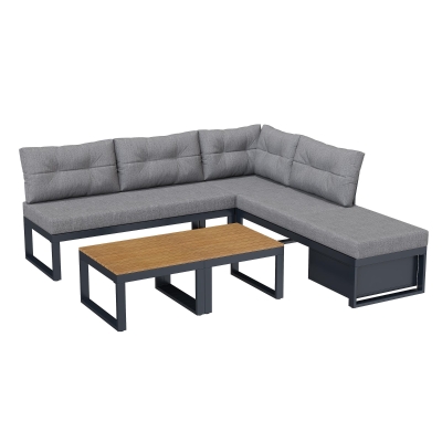 Set di mobili da giardino con schienali regolabili e funzione lettino, Grigio scuro