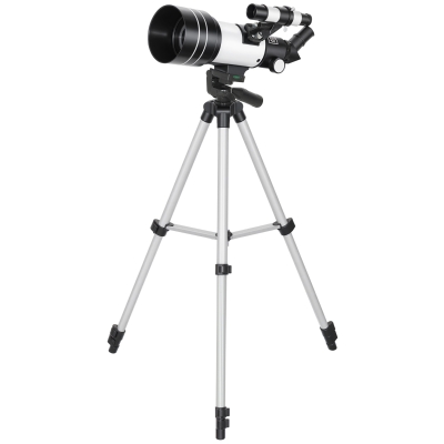 Outsunny Télescope Astronomique 70mm avec Trépied Réglable Blanc