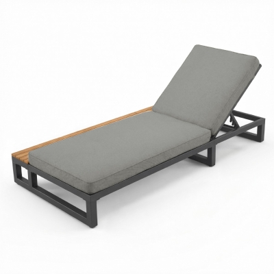 Outdoor Patio Daybed with 4-Position Adjustable Backrest, 184L x 79.5W x 73H cm, Gray