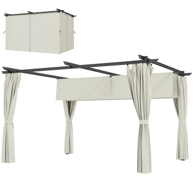 Outsunny Pergola 3x3m Auvent Rétractable UPF30+ Extérieur