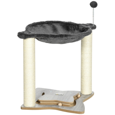 PawHut Albero Tiragraffi con Amaca in Peluche e Pali Sisal