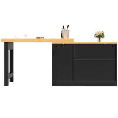 Extendable Bar Table with App-Controlled LED Lighting, 120-180L x 40W x 71.5H cm, Black