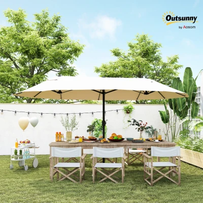 Outsunny 4.6m Double Garden Parasol - Beige