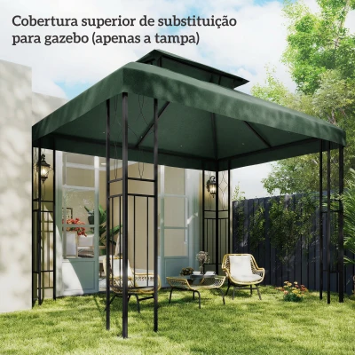 Outsunny Toldo de Substituição 4x3 m com Teto Duplo Orifícios de Drenagem e Proteção UV Apenas Toldo NÃO Inclui Estrutura Verde
