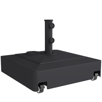 Outsunny Base para Chapéu de Sol Quadrada com Rodas para Postes Ø35/38/48 mm, Recarregável com Areia 61 kg ou Água 40 kg Preto