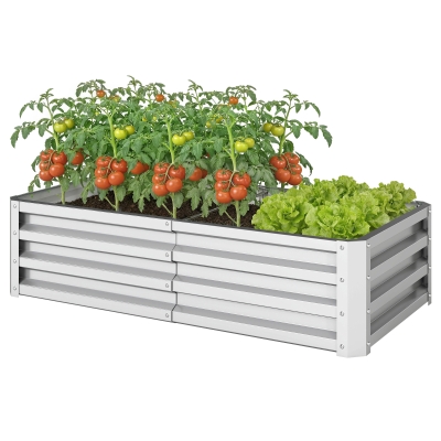 Outsunny Bac Surélevé Acier Galvanisé 120x60x30,5cm Argent