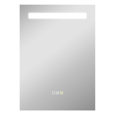 HOMCOM Espelho de Casa de Banho com Luz LED 70x50 cm 3 Cores de Luz Função Antiembaciamento Função de Memória IP44 Prata