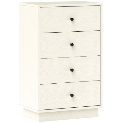 HOMCOM Cómoda para Dormitorio Moderna de 4 Cajones Cajonera Estrecha para Salón Pasillo 47x29x75 cm Blanco