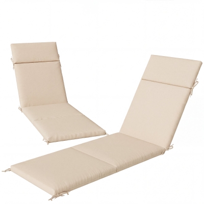 Outsunny 2 Coussins Chaise Longue 183x53,5cm Crème UV Résistant
