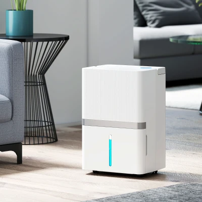 HOMCOM Deshumidificador 35L/Día para 40-90 ㎡ Luz Indicador de Humedad Depósito 5,5 Litros Drenaje Continuo Temporizador 24H