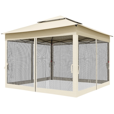 Outsunny Tonnelle Pop-Up 3x3m Métal Polyester Crème Anti-UV