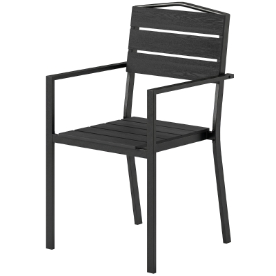 Outsunny Chaises Jardin Lot de 4 Empilables avec Accoudoirs Noir