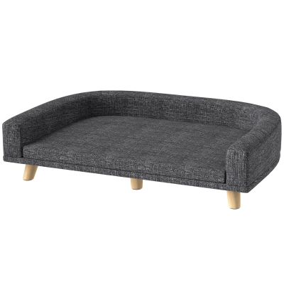 PawHut Canapé Chien Surélevé 98x67cm Coussin Lavable Bois Gris