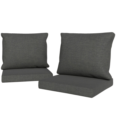 Lot De 2 Coussins De Chaise Outsunny - Assise Et Dossier Déhoussables Gris Foncé - Grand Confort Jardin