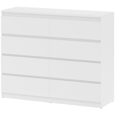 HOMCOM Commode 8 Tiroirs Minimaliste 120x39x100cm Blanc