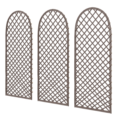 Outsunny Treillis Osier Lot de 3 Arc Plantes Grimpantes 43x112cm