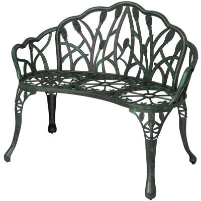 Outsunny Banc Extérieur 2 Places Aluminium Vert Antique