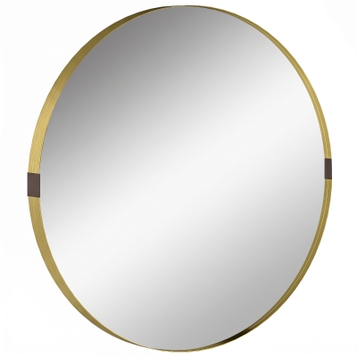 HOMCOM Round Wall Mirror 61 cm, Wall Mounted Bathroom Mirror with Tempered Safety Glass and Aluminium Alloy Frame, Gold Tone