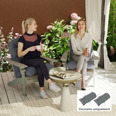 Outsunny Lot 2 Coussins Chaise Adirondack Capitonnés Gris