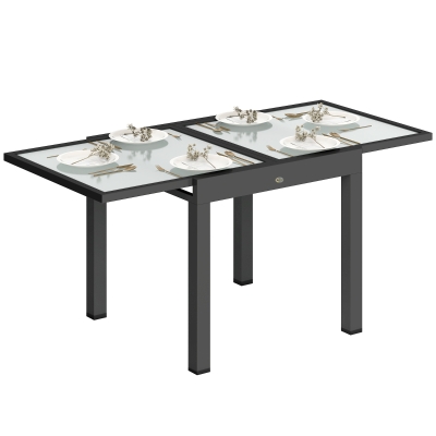 Outsunny Tavolo da Giardino Allungabile in Vetro 80-160x80x75 cm