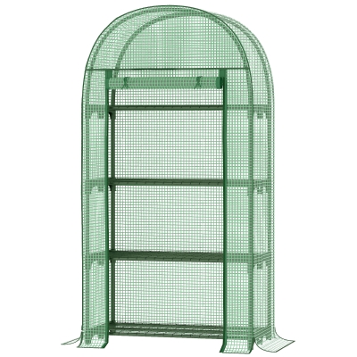 Outsunny Mini Greenhouse Portable Metal Frame 80x49cm Green