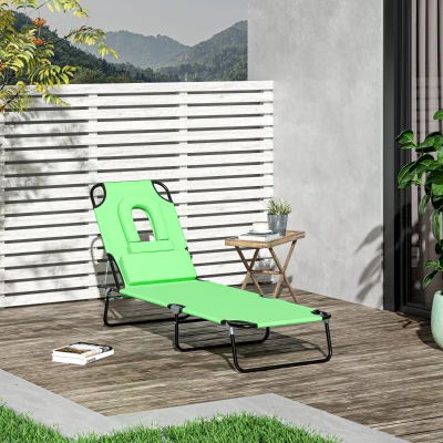 Outsunny Foldable Sun Lounger Green with Adjustable Backrest