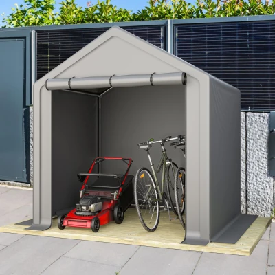 Fahrradgarage mit Rolltor, 190 x 170 x 200 cm, Dunkelgrau