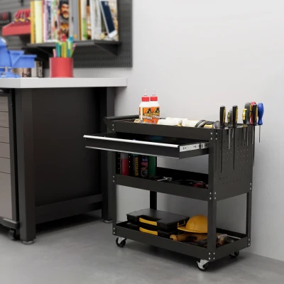 DURHAND Carrello per Attrezzi a 3 Livelli, Nero