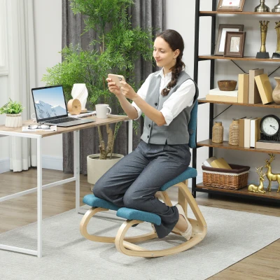 HOMCOM Ergonomischer Kniestuhl, Kniehocker Gesundheitsstuhl für Zuhause, Büro, Meditation Dunkelblau