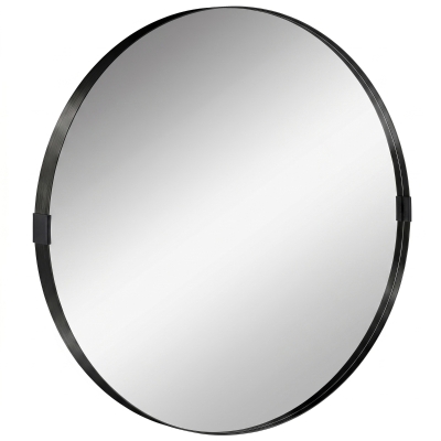 HOMCOM Round Wall Mirror 61 cm, Wall Mounted Bathroom Mirror with Tempered Safety Glass and Aluminium Alloy Frame, Black