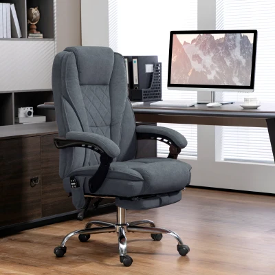 Vinsetto Massage Reclining Office Chair with Footrest Dark Grey