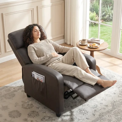 HOMCOM Relaxsessel Fernsehsessel mit Vibrationsmassage, Liegefunktion, 2 Massagepunkte, Fernbedienung, 68 x 88 x 98 cm Braun