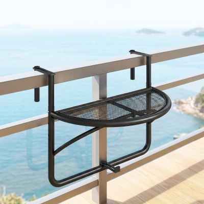 Outsunny Balkon hangtafel hangtafel in hoogte verstelbaar halfrond Ø30 cm terras metaal