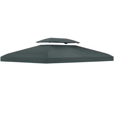 Outsunny 3x4m Gazebo Canopy Replacement Cover, 2 Tier Top Roof UV Cover Garden Patio Outdoor Sun Awning Shelters, Charcoal Grey (TOP COVER ONLY)
