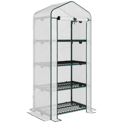 Outsunny 4 Tier Mini Greenhouse Steel Frame 70x50cm White