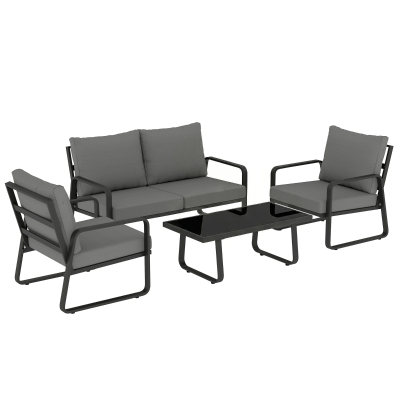 Outsunny 4 Piece Outdoor Sofa Set with Table and Cushions