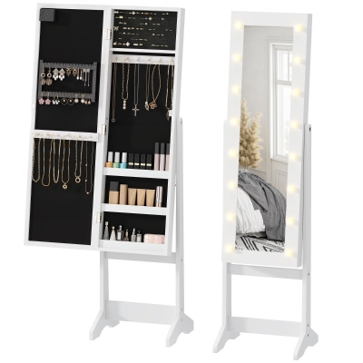 HOMCOM Armoire Bijoux Miroir LED Blanc
